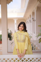 Women Designer Yellow Anarkali Suit Set