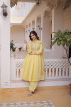Women Designer Yellow Anarkali Suit Set
