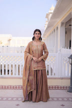 Majestic Gold Embroidered Sharara Set with Dupatta