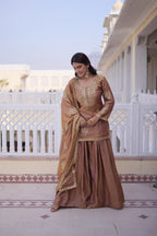 Majestic Gold Embroidered Sharara Set with Dupatta