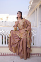 Majestic Gold Embroidered Sharara Set with Dupatta