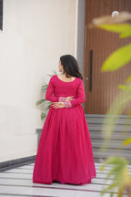 Elegant Pink Embroidered Anarkali Gown