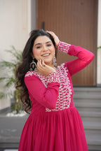 Elegant Pink Embroidered Anarkali Gown