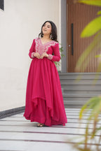 Elegant Pink Embroidered Anarkali Gown