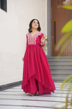 Elegant Pink Embroidered Anarkali Gown