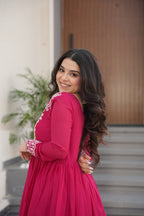 Elegant Pink Embroidered Anarkali Gown