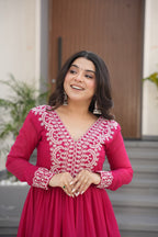 Elegant Pink Embroidered Anarkali Gown