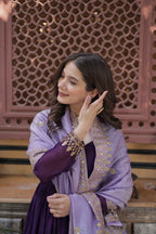 Stylish Purple Festive Gown with Embroidered Dupatta