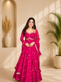 Neha Elegant Rani Pink Faux Georgette Anarkali Suit Set